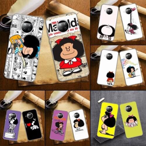 Cartoon Cute Mafalda Phone Case Transparent for Xiaomi mi Redmi note 10 t 8 9 pro lite 11 Samsung S 8 9 10 20 plus ultra