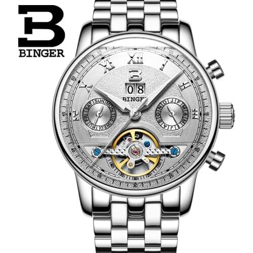 Mens Watches Top Brand Luxury BINGER 2019 Fashion Men Skeleton Automatic Watch Sport Mechanical Wrist watch relogio masculino