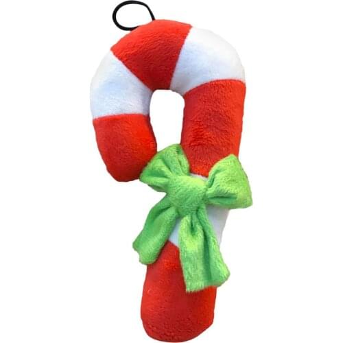 Plush Pet Molars Stick Christmas Candy Cane Pet Dog Squeaky Toy Teeth Cleaning Bite-resistant Pet Toy Fits For All Dogs Cat Pet