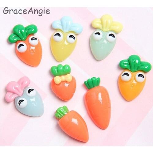 20pcs Slime charms beads Resin smiley carrot cartoon accessories childrens hair jewelry accessories diy mobile phone shell Dec