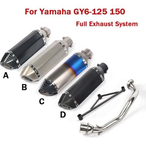Full Exhaust System Modified Front Mid Pipe Link Tube Slip On 370mm Muffler End Tips DB Killer for Yamaha GY6 125 150 Motorcycle