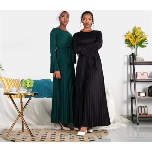 Ramadan Pleated Abaya Hijab Muslim Women Dress Caftan Dubai Kaftan Islamic Clothing Vestido Robe Arabe Jilbab Femme Musulman
