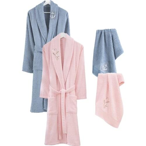 Different Color Bathrobe Set Cotton 100% Toweling Robe Unisex Lovers Soft Bath Robe Men Women Night Robe Sleepwear Casual Home