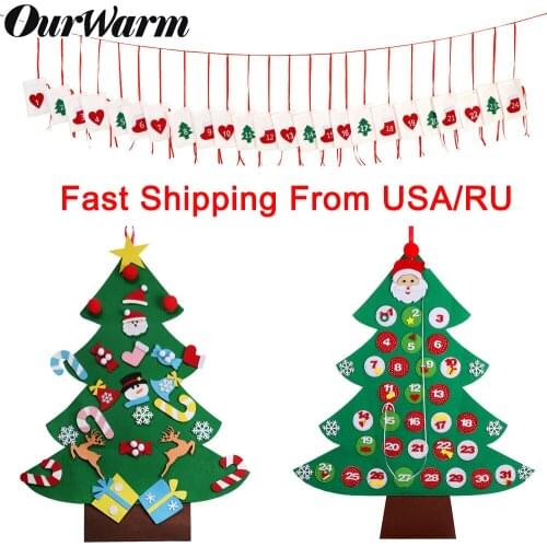 OurWarm Felt Christmas Tree Kids Toys New Year 2020 Date 1-31 Advent Calendar Gift Bag Christmas Decoration for Home Xmas Gifts