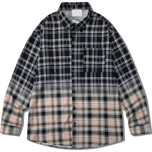 Fashion New Brand Hip Hop Gradient Dress Shirts Men Autumn Mens Shirt Long Sleeve Loose Street Casual Party Prom Male Tops