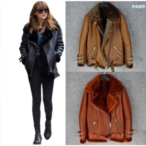 Shipping.2020 new.Guarantee Free Genuine leather motor jacket,Winter warm women 100% shearling coat.Street sheepskin fur jackets