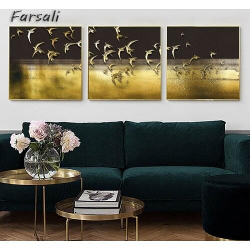 Nordic Decorative Abstract Marble With Blue Gold Paint Canvas Painting Poster And Print Picture Wall Art Living Room Home Décor2