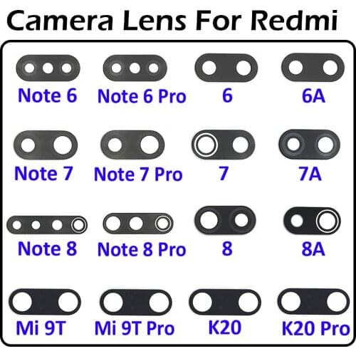 2Pcs Back Rear Camera Glass Lens With Glue For Redmi 6 7 8 6A 7A 8A S2 5A 6A 9A Note 6 7 8 K20 Pro For Xiaomi Mi 9T 10T Pro 11
