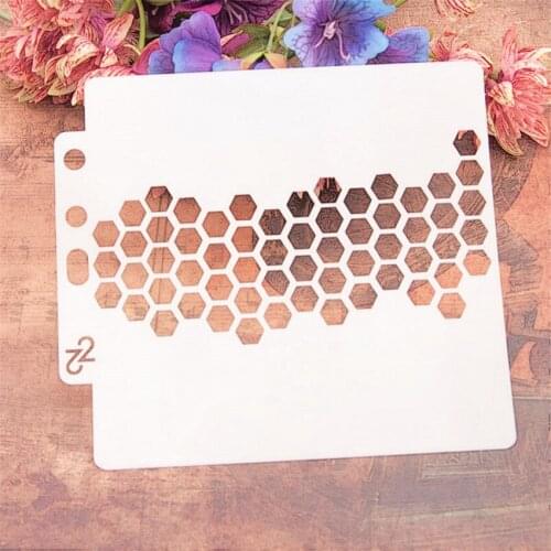 14.1*13 honeycomb scrapbook stencils spray plastic mold shield DIY cake hollow Embellishment printing lace ruler Easter