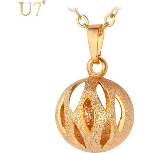 U7 Unique Ball Pendant Trendy Gold/Silver Color Women Jewelry Resizable Chain Pendant Necklace Wholesale P509
