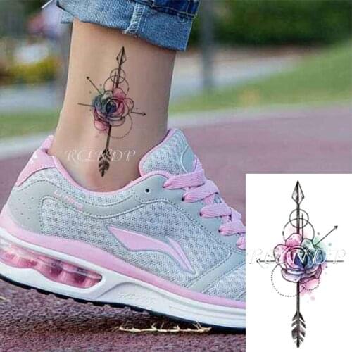 Waterproof Temporary Tattoo Sticker Color Rose Flower Arrow Circle Small Size Body Art Flash Tatoo Fake Tatto for Kids Men Women