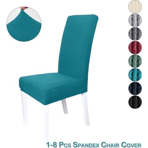 Jacquard Chair Covers Solid Colour Elastic Chair Slipcovers Spandex Stretch Dining Seat Cover Furniture Protector For Home Decor