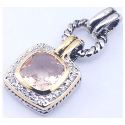 New Morganite Woman 925 Sterling Silver Crystal pendant TE359