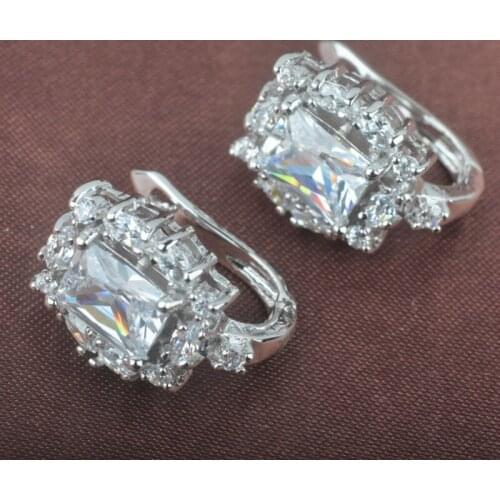 Fashion Design White Cubic Zirconia For Women Clip Earrings Jewelry Free Shipping LS095