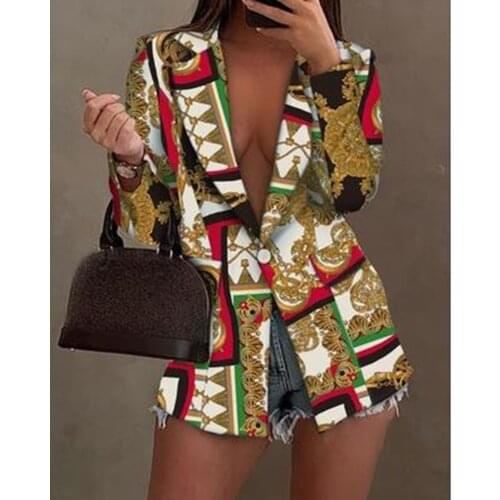 Suit Women Spring Autumn Thin Jackets Vintage Printing full Sleeve Zipper Jacket Coat Casual Outerwear Short flower new fashion