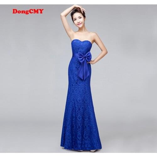 DongCMY New 2020long Design Mermaid Plus Size Bride Bandage Royal Blue V-Neck Bridesmaid Dresses