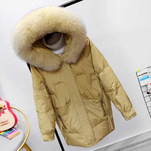SEDUTMO Winter Oversize Duck Down Coat Women Fashion Fur Hooded Parkas Autumn Slim Long Thick Warm Jackets ED1395