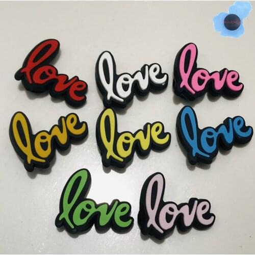 High Quality 1pcs Love Letter PVC Shoes Accessories Garden Shoe Decorations Fit Croc Jibz Charm Kids Birthday Gifts