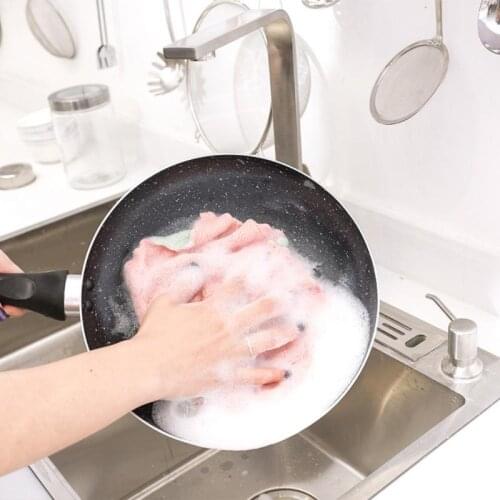 1pcs Kitchen Wipes Cleaning Dish Towel Hangable Lazy Rags Absorbent Dishcloth Polyester Cotton Hand Towel Rag Cleaning Cloth Hot
