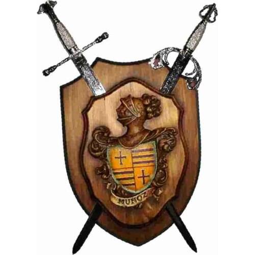 1s heraldry Size shield surnamed Handpainted over metope wooden with two swords Toledo atravesadas