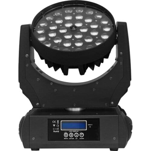 2pcs/lot LCD display RGBWY UV 36*18W 6 in 1 led zoom moving head wash light with double flight case