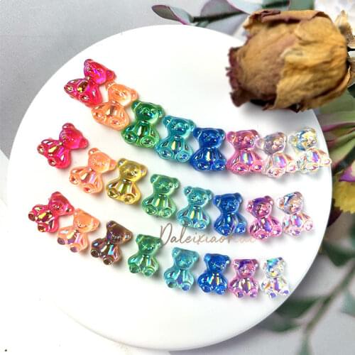 20pcs/lot Manicure Bear Jewelry Aurora magic color Sequin three dimensional mold bear Japanese nail decoration mixed