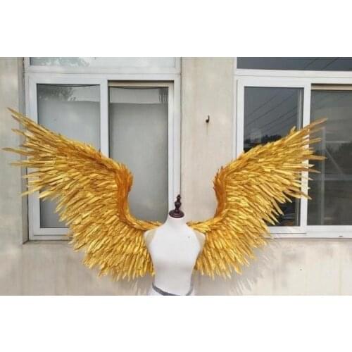 2017 new style gold festival Angel Feather wings Window props underwear catwalk Golden angel wing props catwalk show props