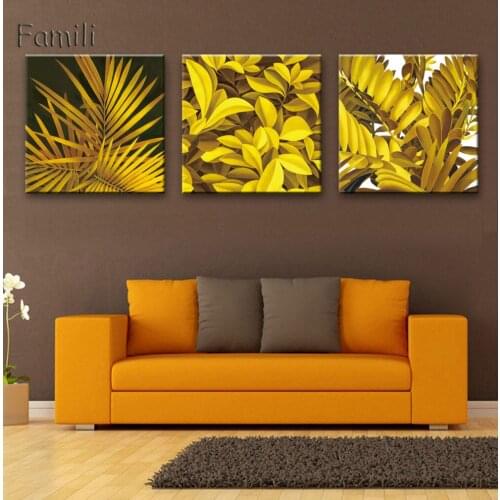 3pcs Golden leaves Nordic Poster Wall Art Canvas Painting Posters And Prints Wall Pictures For Living Room Bedroom Decor