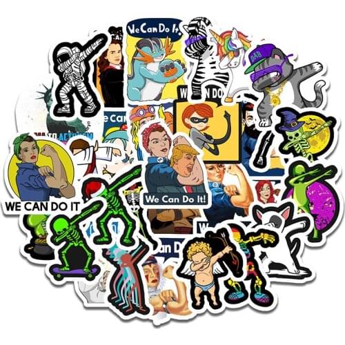 30Pcs Different Cool Strong Positive Cartoon Stickers PVC Cool Sticker Skateboard Fefrigerator Notebook Helmet Car Sticker