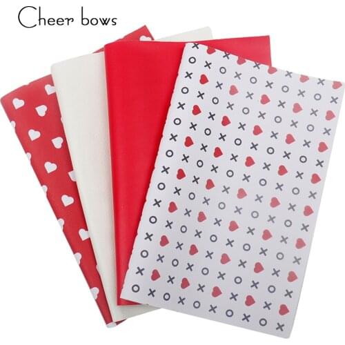 4pcs/set Red Series Fabric Sheet For Patchwork Synthetic Leather Accessories Decoration Material For Doll Handmade Bag 22cm*30cm