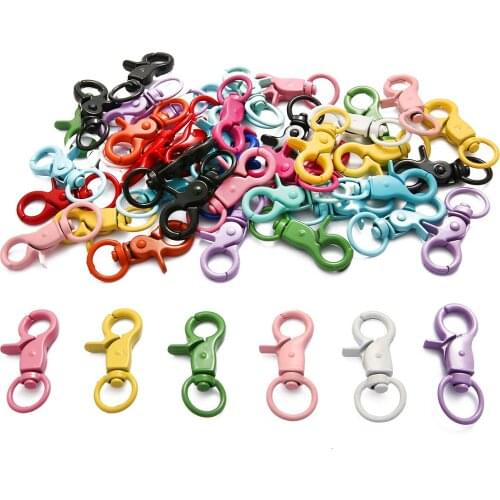 4pcs Spray Paint Metal Lobster Buckle Cute Color Key Chain Ring Connector For DIY Jewelry Making Accessories Hooks Up Findings