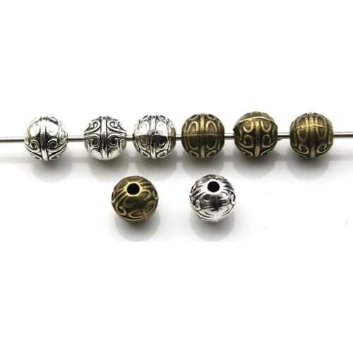 50pcs/lot Round Metal Spacers Beads for Jewelry Making fit DIY Charm Bracelets Necklace Jewelry Findings Accessories Z449