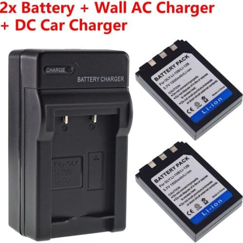 2x LI-10B LI-12B Battery and Charger For Olympus C-50 C-60 C-70 C-470 C-760 C770 C-5000 C-7000