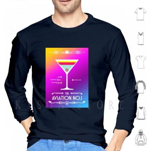Aviation No.1 Cocktail-Modern Hoodie Long Sleeve Aviation Cocktail Drink Spirit Liqueur Glass Bar Pub Coffee Gin