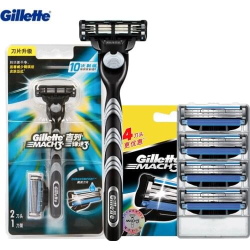 Gillette Mach3 Handle And Blades Mens Shaving Razor Blade For Men Face Hair Remova Sharp 3-Layer Shaver Blade Tool