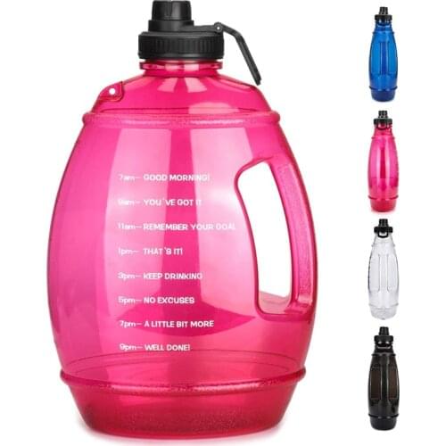 1 Gallon/3.78L Large Capacity Gym Water Bottle With Time Marker Portable Sports Bottle BPA Free Drink Outdoor Picnic Camping Jug