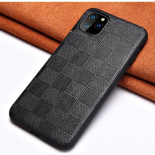 Genuine Lambskin Leather Square Grain Phone Cases For Apple iPhone 11 Pro Max X XS Max XR 7 8 6 6s 7 Plus 8 plus 5 5S se Cover