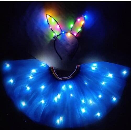 Light Up Girls Kids Clothes Shiny Star Princess Party Tutus Tulle Pettiskirt Children Ballet led tron Dance Wear Tutu LED Skirt