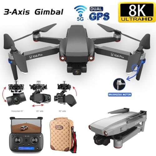NEW 5000m RC Drone 106Pro GPS 6K 8K HD Dual Camera Three-Axis Anti-Shake Gimbal 5G WIFI FPV Brushless Motor Foldable Quadcopter