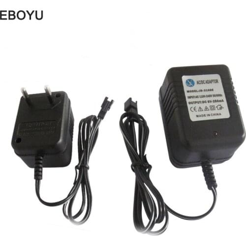 EBOYU DC 6V 250mAh Ni-MH Ni-Cd AA Battery Pack Charger Adapter with SM Plug for RC Toys Cameras AC 110-240V