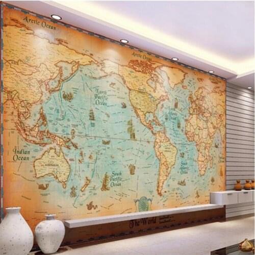 Beibehang para quarto photo wallpaper for walls 3 d European office sofa background retro world map large mural wallpaper