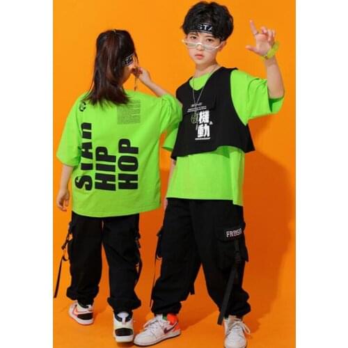 Kids Hip Hop Clothing Concert Outfits Vest Tshirt Tops Streetwear Jeans Shorts Pants For Girls Boys Jazz Dance Costume Clothes