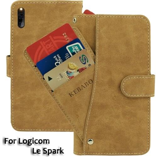 Leather Wallet Logicom Le Spark Case 6.08" Flip Fashion Luxury Front Card Slots Cases Cover Business Magnetic Phone Bags