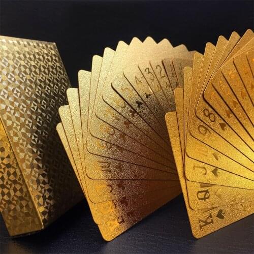 Creative Matte Waterproof Gold Plating Plastic Poker Table Game Cards PVC Dollar EURO Grid Printing Cards