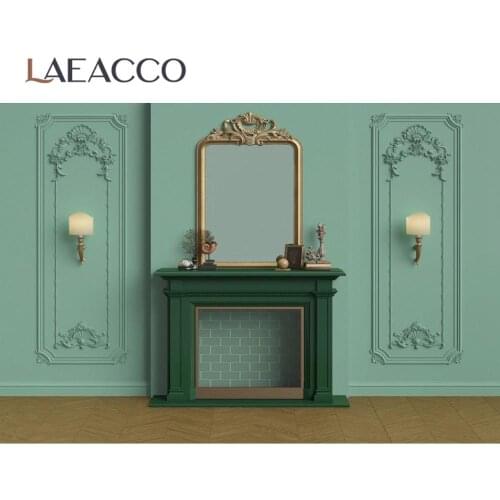 Laeacco Vintage Old Living Room Chic Wall Fireplace Lamp Floor Party Interior Photographic Background Photo Backdrop Photostudio