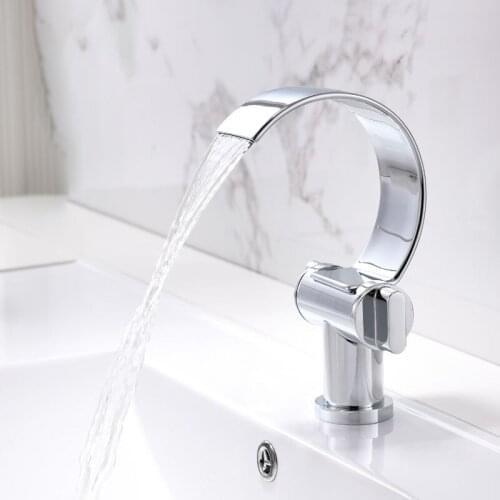 Brass Basin Faucet Waterfall Bathroom Faucet Double Handle Single Hole Spout Mixer Hot Cold Deck Mounted Bathtub Mixer Torneira