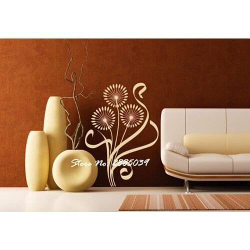 Hot Dandelion Flower Wall Sticker Home Decor Living Room Vinyl Sofa Background Decor Girls Women Room Window DIY Art Mural LA227