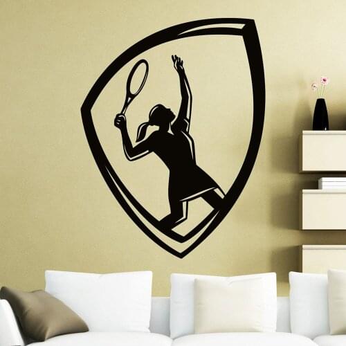 Tennis Logo Wall Decal Sports Game Tennis Player Art Door Window Vinyl Stickers Stadium Club Interior Decoration Wallpaper Q617