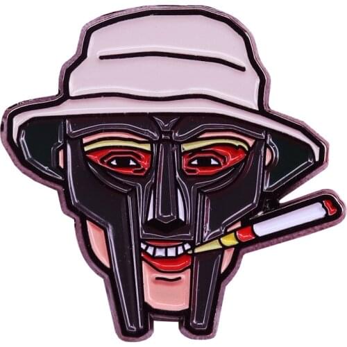 Metal face S. Thompson pin new MF Doom inspired hip hop fans accessory