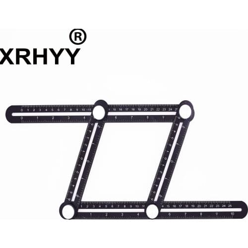 XRHYY Multi-Function Multi Angle Adjustable Measuring Ruler Full Metal Aluminum Alloy Universal Angle Ruler Template Tool
